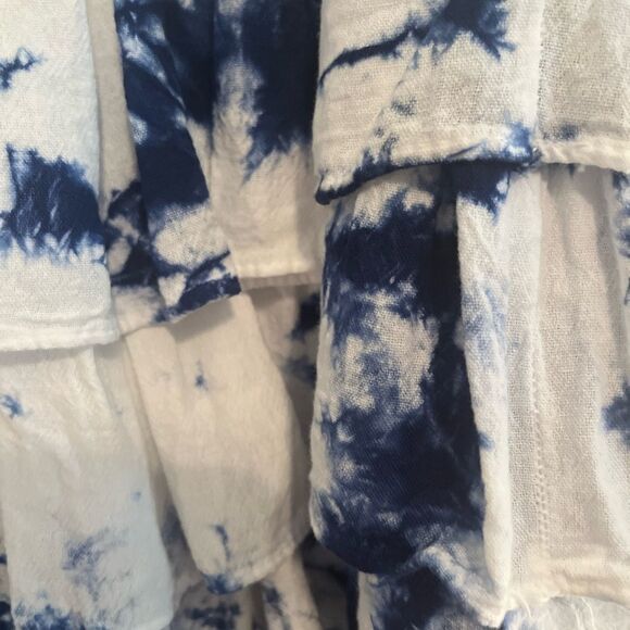 Blue and White Tiered Bubble Mini Skirt - Picture 9 of 10